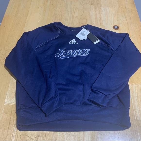 Adidas Women's Sweatshirt Navy Blue Logo Jackets NCA Georgia Tech Size Large $75 - Picture 1 of 7